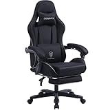 Dowinx Gaming Stuhl Ergonomischer Gamer Stuhl mit Massage Lendenwirbelstütze, Verstellbarer Drehsessel mit Fußstütze (Schwarz)