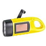 superpow Handkurbel Wiederaufladbare Taschenlampe Kurbel Notfall Solar Lampe LED Taschenlampe Dynamo Taschenlampe Tragbar Camping Lampen Notlicht im Freien mit Karabinerhaken zum Aufhänge