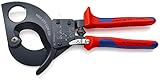 Knipex Kabelschneider (Ratschenprinzip) schwarz lackiert, mit Mehrkomponenten-Hüllen 280 mm (SB-Karte/Blister) 95 31 280