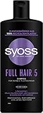 Syoss Shampoo Full Hair 5 (440 ml), Volumen Shampoo für dünnes und plattes Haar, Haarshampoo mit 5-fach-Effekt für vollere Haare, vegane Formel mit Amino-Komplex