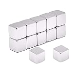 12 Stück Neodym Würfel-Magnete Extra Stark Set,Würfelmagnete für Glasmagnettafeln Kühlschrank Pinnwand Memoboard Whiteboard Schule Lehrer Map,Büro, mit Vorratsbehälter | Silver (10x10x10 mm)