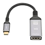 ASHATA Tragbarer USB C auf HDMI Adapter 4K, Unterstützt 8K 60Hz/4K 120Hz, HDR USB C Stecker auf HD Multimedia Interface Buchse Adapter Konverter für Laptops Tablets Telefone, Plug and Play