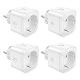 WLAN Smart Steckdose EIGHTREE, Alexa Steckdose 4er Pack, Smart Home WiFi Steckdose, Alexa Zubehör, Stromverbrauch Messen, Zeitplan, Fernzugriff, Funktioniert mit Alexa, Google Home, SmartThings, 16A