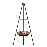 UDODIY Stativ Feuerstelle Outdoor mit Hängegrill Holzkohlegrill Kochen mit 188cm Höhenverstellbar Hängekette Drehgelenk Hängegrill für Picknick Camping BBQ Garten