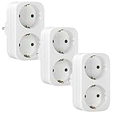 Doppelstecker für Steckdose 3 Packs, Steckdosenadapter 2fach, Multistecker Doppelsteckdose 2 in 1 Mehrfachsteckdose Mehrfachstecker Ohne Kabel Steckdosen Adapter 16A für Büro Küche Zuhause, Reisen