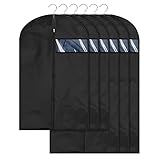 Qisiewell Premium Kleidersack 6 Stücke Schwarz(3M 60x100cm+3L 60x120cm) Kleiderhulle Anzughulle - Langzeitaufbewahrung Von Jacke Mantel Kleider Anzug Schutz Vor Staub Motten Schaden.