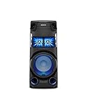 Sony MHC-V43D Bluetooth Party Lautsprecher (One Box HiFi Music System, Lautsprecherbeleuchtung, CD/DVD, HDMI, FM/DAB Tuner, App Steuerung), Schwarz, MHCV43D.CEL