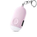 Persönlicher Alarm Schlüsselanhänger, Aufladbar Taschenalarm 130dB Laut Selbstverteidigung Sirene mit LED Lampe für Frauen Kinder Mädchen und ältere Menschen Rosa