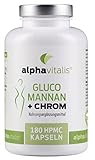 Endlich Abnehmen mit Glucomannan + Chrom Diät Kapseln (180 Kapseln) - 4000 mg Glucomannan - 180 Kapseln ohne Magnesiumstearat - 30 Tage Kur - vegan