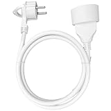 ORNO AE-13194 (GS)/1,5M Verlängerungskabel mit Einzelsteckdose und EIN Flacher Stecker PVC-Kabel H03VV-F 2x0,75 mm², 230VAC (1.5m)