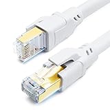 CAT 8 Ethernet Kabel 15m, Hochgeschwindigkeit SFTP Netzwerkkabel 40Gbps 2000MHz 26AWG Internet LAN Kabel mit Vergoldetem RJ45 für Router, Modem, Gaming, Xbox, PCs (15m/weiß)