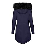 Modischer Mantel für Damen, einfarbig, dicker, lässiger Winter, schmal, Damenmantel, Übergröße, Fleece-Reißverschluss-Jacke, navy, 36