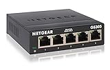 NETGEAR GS305 LAN Switch 5 Port Netzwerk Switch (Plug-and-Play Gigabit Switch LAN Splitter, LAN Verteiler, Ethernet Hub lüfterlos, robustes Metallgehäuse), Schwarz