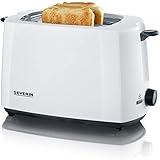 SEVERIN Automatik-Toaster, Toaster mit Brötchenaufsatz, hochwertiger Toaster mit Krümelschublade und 700 W Leistung, weiß/schwarz, AT 2286