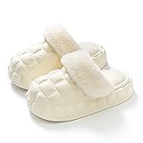 SKYWPOJU Hausschuhe für Damen & Herren, Unisex Filz-Pantoffeln, Slipper mit Rutschfester Naturkautschuk-Sohle, Warme Pantoletten aus Wollfilz (Color : White, Size : 39/40)