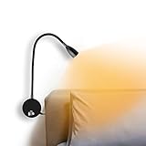 Leselampe Wandmontage Nachttischlampe Steckdosenlampe: Nachttischlampe Touch Dimmbar LED Leselampe Bett mit Schalter USB Flexible Schwanenhals Lampe Bett Leselicht Warmweiß für Schlafzimmer