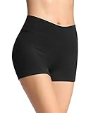 4How Damen Tights Shorts Sport Kurze Hosen Radlerhose Laufshorts Fitness Yoga Tanzen Shorts Sportshorts Hotpants Sommer Unterrock Kleid Schwarz M