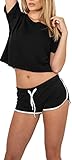 Urban Classics Damen Ladies French Terry Hotpants Short, Mehrfarbig (blk/wht 50), 38 (Herstellergröße: M)