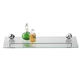 axentia Wandablage aus Glas mit verchromter Fassung als Badregal - Wandregal Bad & WC - Badablage für Spiegel & Waschbecken - Glasregal 50 cm - Badezimmer-Regal mit Reling aus Chrom & Glasablage klar