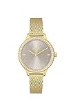 HUGO Damen analog Quarz Uhr mit Gold Armband 1540116