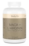 Body Ex Maca Kapseln 4000 mg + L-Arginin. Mit Vitamin C,B6,B12 & Zink, 240 vegane Kapseln, hochdosiert - Made in Germany