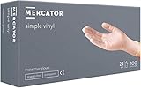 Vinylhandschuhe MERCATOR SIMPLE VINYL, Größe: L - 100 Stück, Einweghandschuhe, puderfreie Schutzhandschuhe, durchsichtige, latexfreie Einmalhandschuhe