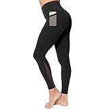 neppein Sport Leggings mit Taschen,Damen High Waist Blickdicht Leggings Sporthose Yogahose Fitnesshose, Schwarz, Gr. M