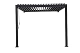 SORARA Das Original Mirador Classic Wall Pavillon 3 x 3 m Wasserdicht - Pergola mit Lamellendach - Aluminium/Stahl terrassenüberdachung - Charcoal Schwarz