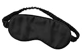 YUNCHI 100% Schlafmaske Seide Frauen Damen Herren Bequem Bio Satin Schlafbrille Silk Sleeping Eye Mask Augenmaske 19 Momme Reine Maulbeerseide Stoff Augenbinde Zum Schlafen (Schwarz)