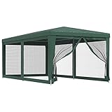 Gecheer Profi-Partyzelt Pavillon Gartenzelt mit 6 Mesh-Seitenwände, Davon eine mit Reißverschluss Partyzelt Gartenpavillon Festzelt Faltpavillon Terrassenpavillon 296 x 594 x 258 cm (L x B x H)