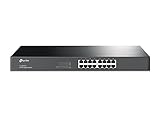 TP-Link TL-SG1016 16-Port Rackmount Netzwerk Lan Switch (Plug&Play, 16 Gigabit Ports, Metallgehäuse), Schwarz