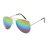 Sonnenbrille Herren Damen Retro Doppelte Metallbrücken Polarized Linse Sonnenbrille für Herren Damen Metall Polarisiert Runde Sonnenbrille Damen Herren Unisex Runde verspiegelt (O)