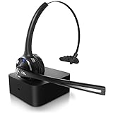 CSL - Bluetooth 4.1 Headset mit Ladestation - Kopfhörer mit flexiblem Mikrofon - Multipoint - kabellos - leicht - freisprechen - für Auto und LKW Computer VoIP Call Center Handys