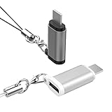 2Pack USB C zu i-OS Adapter Konverter Koppler mit Anti-Lost Keybuckle Pass Daten und Aufladung für alle i-OS Geräte aus Aluminium.(Grau/Weiß)