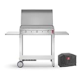 Planet Plancha Gasgrill Chef Edelstahl 80 glatt (offener Trolley + Deckel + Hülle)