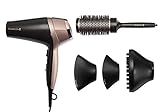 Remington Curl & Straight Confidence Haartrockner, leichter Ionen-Haartrockner mit Diffusor, Lockendüse, Glättungsdüse und Haarbürste, D5706