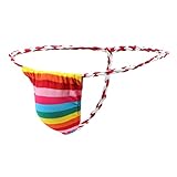 Herren-Slips, mittelgroß, Herren, 5er-Pack, niedrige Taille, Unterhose, Regenbogenfarben, mehrfarbig, Seil, sexy Höschen, Tanga, Unterhose, sexy bequem, elastisch, Herren-Thermounterwäsche, rot, XL