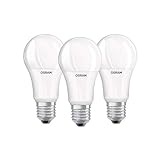 Osram LED Base Classic A Lampe, in Kolbenform mit E27-Sockel, nicht dimmbar, Ersetzt 100 Watt, Matt, Warmweiß - 2700 Kelvin, 3 Stück (1er Pack)