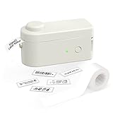 Makeid Beschriftungsgerät Selbstklebend, Etikettiergerät Bluetooth Tragbarer Mini Etikettendrucker für iOS & Android Zuhause, Wireless Label Maker für Schule Büro Weiß