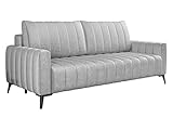 Schlafsofa Takoni mit Bettkasten und Schlaffunktion, 3 sitzer Schlafsofa, Sofa mit Bettfunktion, Schlafcouch Bettsofa, Couch mit Schlaffunktion, Couchgarnitur (Monolith 84)