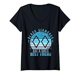 Damen Double Black Diamonds Mädchen Best Friend Ski Track Snowboard T-Shirt mit V-Ausschnitt