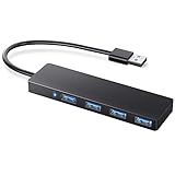 Gibot Ultra Slim USB 3.0 Hub, 4 Port USB Verteiler 3.0 mit 29 cm Kabel, Datenhub für MacBook, MacBook Air/Pro/Mini, iMac, Surface Pro, XPS, Notebook PC, Flash Drive, Wechselfestplatte.