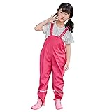 Gaga city Regenhose Kinder Regenlatzhose Regenoverall Buddelhose Jungen Outdoor Sport Hose wasserdichte Atmungsaktiv Matschhose Mädchen Rose/134/140