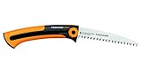 Fiskars Handsäge für frisches Holz, Grobzahnung, Sägeblattlänge: 16 cm, Einziehbar, Rostfreies Stahl-Sägeblatt, Schwarz/Orange, Xtract, SW73, Länge: 35 cm, 1000613