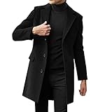 POIUIYQA Herren Warm Wollmantel Stehkragen Wintermantel Kurzmantel Winter Jacke Business Freizeit Winddichte Mantel im Freien