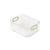 Aufbewahrungsbox mit Griff, Kunststoff, verdickt, Schmuck, Make-up-Organizer, stapelbar, für Wohnzimmer, Schlafzimmer, Küche, Aufbewahrungskorb, Schreibtisch-Organizer, transparent