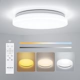 Maxsure LED Deckenleuchte Dimmbar 24W, 2480LM Roud Deckenlampe mit Fernbedienung, 2700K-6500K, Ø33CM, Lichtfarbe und Helligkeit einstellbar, IP54 Schlafzimmerlampe für Wohnzimmer Bad Küche Büro