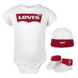 Levi's Kids Baby - Mädchen Classic Batwing Infant Hat, Bodysuit, Bootie Set 3pc Ml0019-001-lq Baby und Kleinkind Strampelanzug, Weiß, 6-12 Monate EU