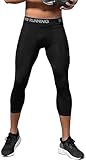 MEETWEE Kompressionshose Herren, 3/4 Laufhosen Sport Leggings Atmungsaktiv Funktionsunterhose Tights Unterhose 3/4-schwarz, XL