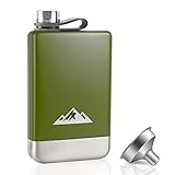 KWANITHINK Flachmann, 8oz/227ml Edelstahl Flachmann mit Trichter, Vatertagsgeschenk Flachmann Whisky Hip Flask, Geschenk für Männer, Outdoor Flachmann für Wandern Hochzeit Camping Klettern Picknick